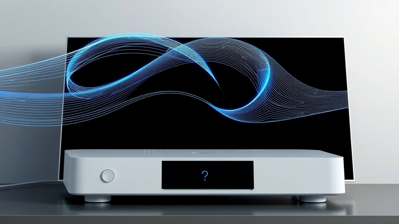 A 4K TV displaying vibrant content, connected to an audio system, emphasizing compatibility