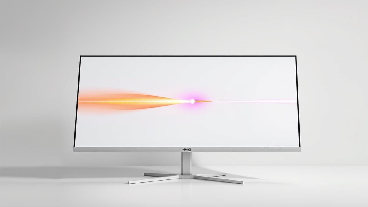Image demonstrating motion blur and ghosting on a screen with high response time versus a clear image on a screen with low response time.