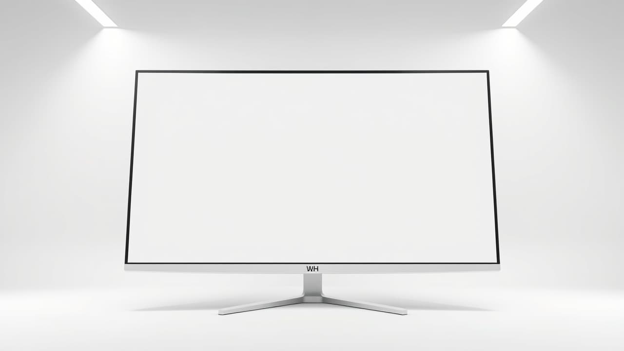 Diagram showing various 4K monitor screen sizes (e.g., 27-inch, 32-inch, 43-inch) on a desk, illustrating their relative scale and impact on viewing.
