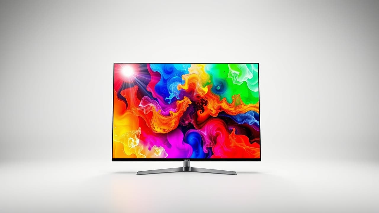 A vibrant scene on a 4K TV screen showcasing enhanced contrast and color from HDR content.