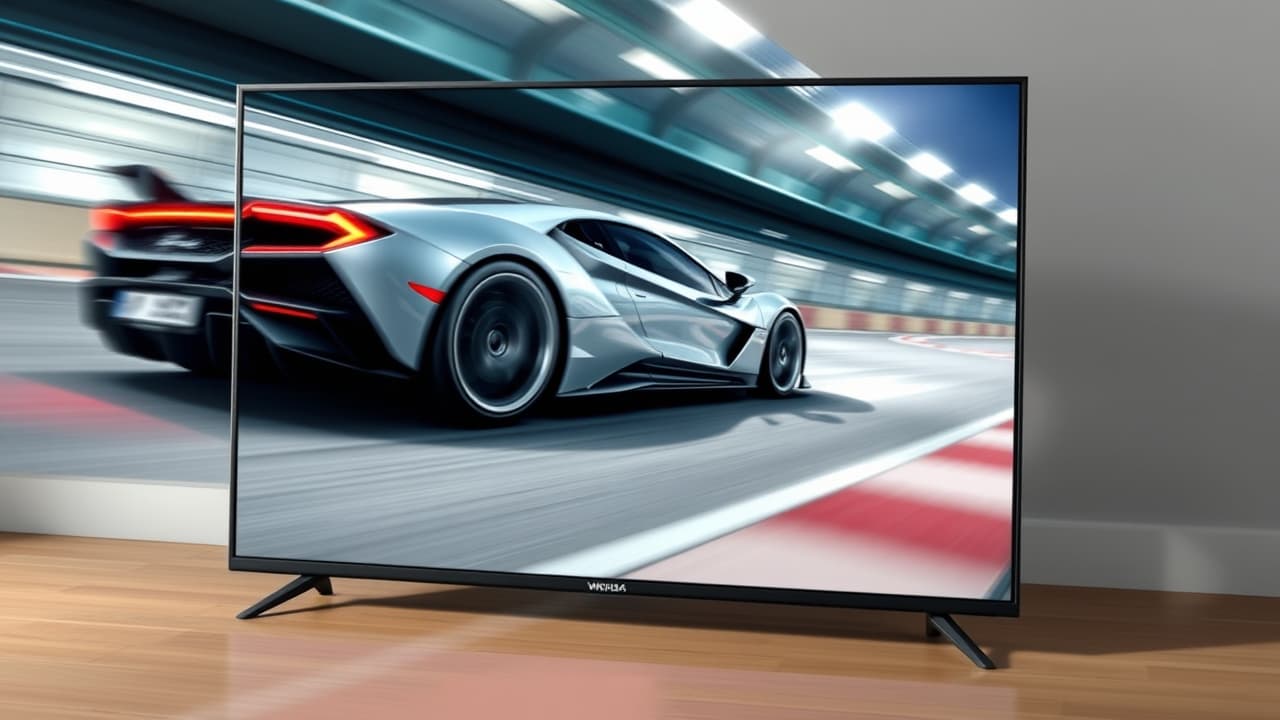 A fast-moving action scene on a 4K TV, demonstrating smooth motion without blur.