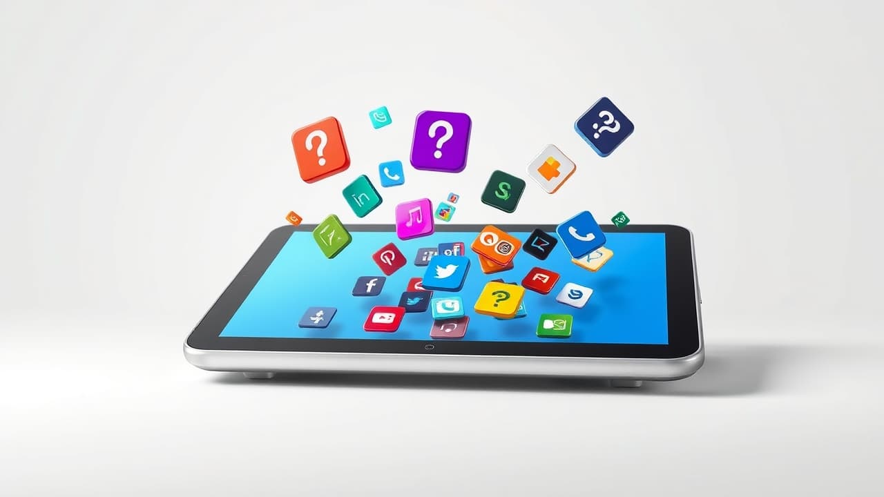 Various app icons on a tablet screen, showing a diverse and optimized app ecosystem