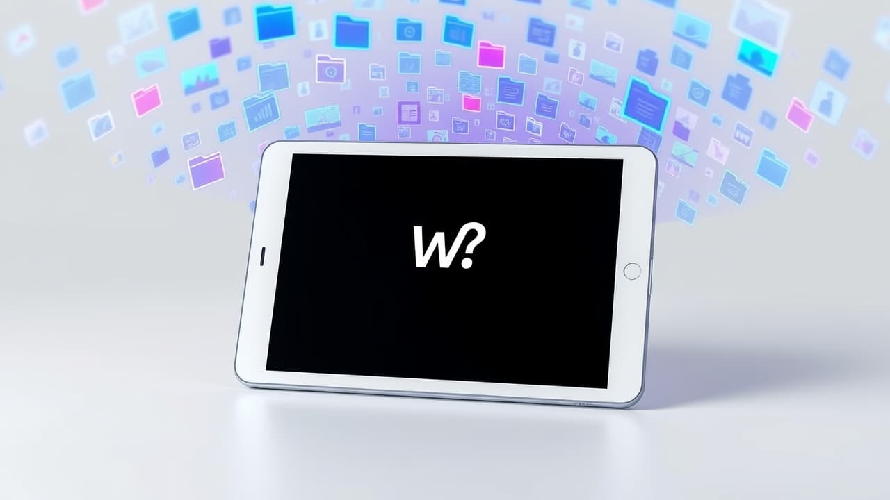 A tablet showing storage icons, representing internal memory and expandable options