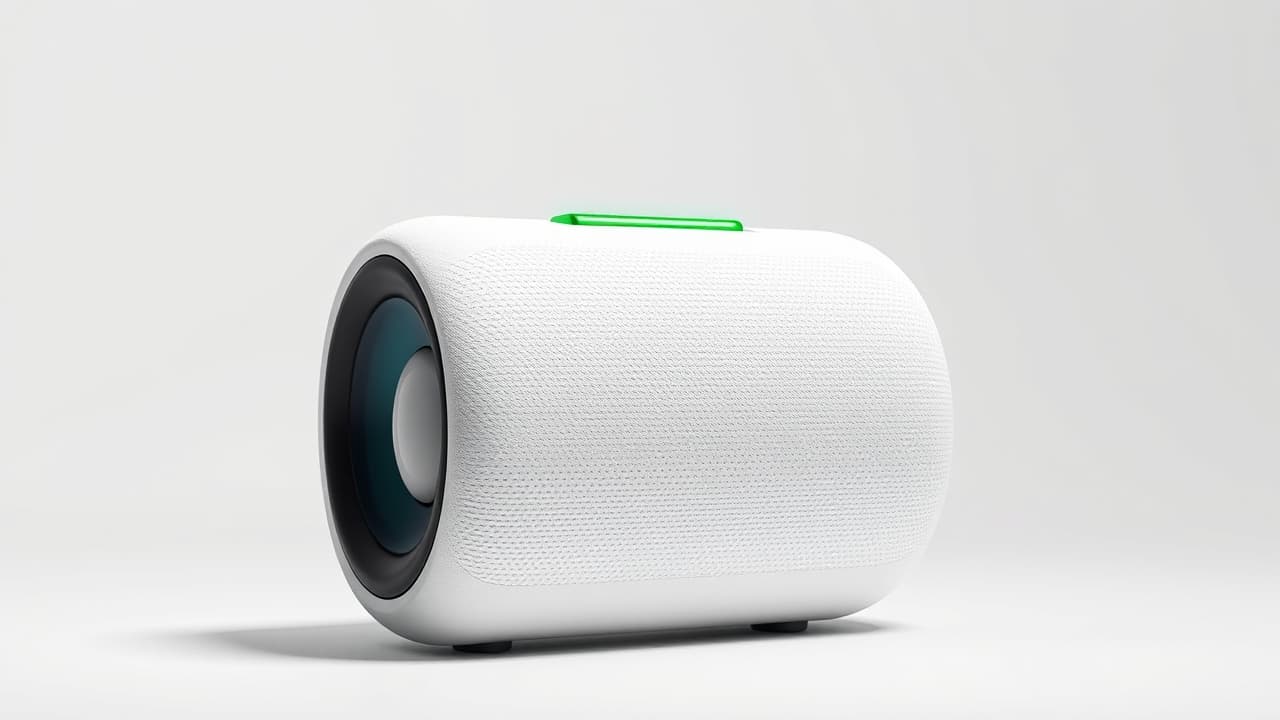 A battery icon with a long charge bar next to a portable speaker, symbolizing extended battery life.
