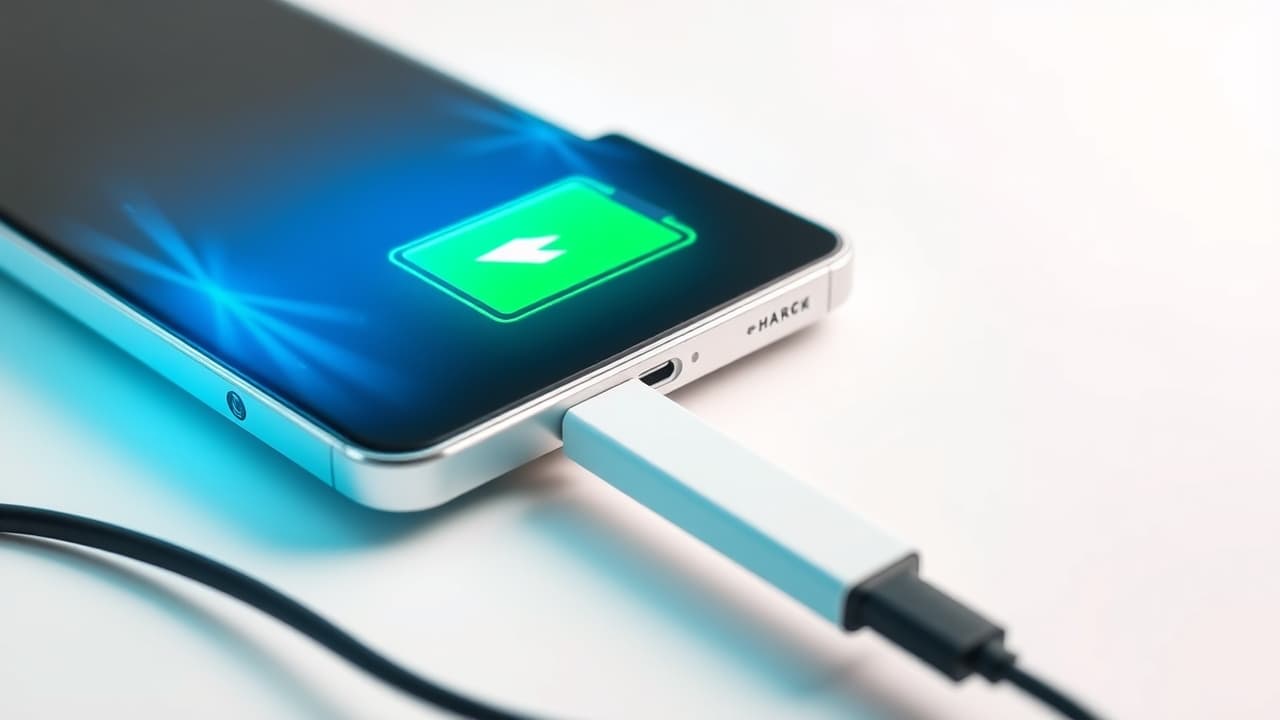 Smartphone battery icon showing full charge with a fast charging symbol