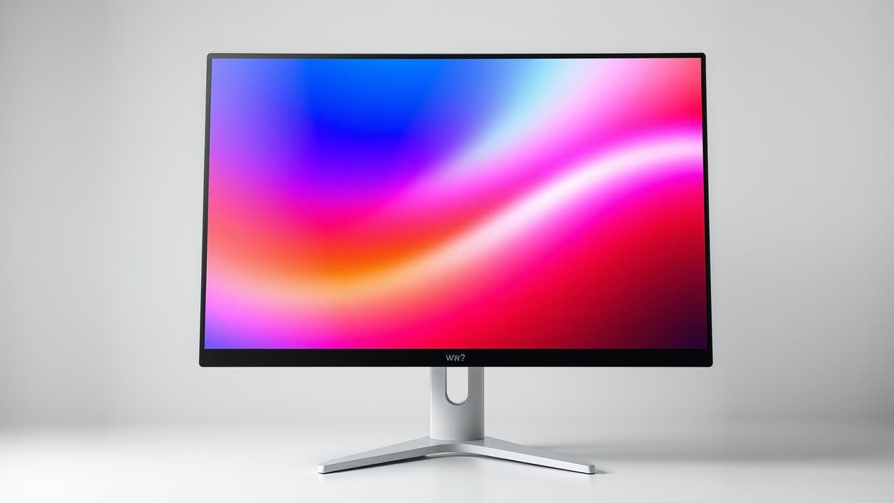 A vibrant image on a monitor showcasing a wide color gamut and accurate color reproduction