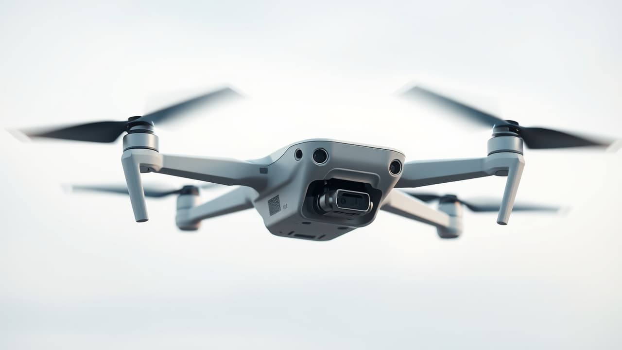 A drone flying with a battery life indicator showing extended flight time