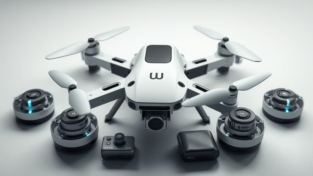 A disassembled drone showing modular components for easy repair