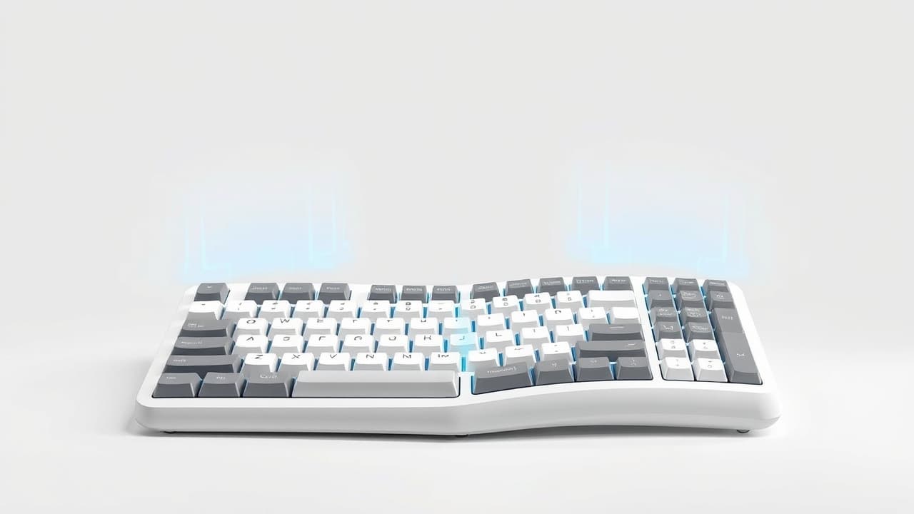 Various ergonomic keyboard designs including split, curved, and wave shapes