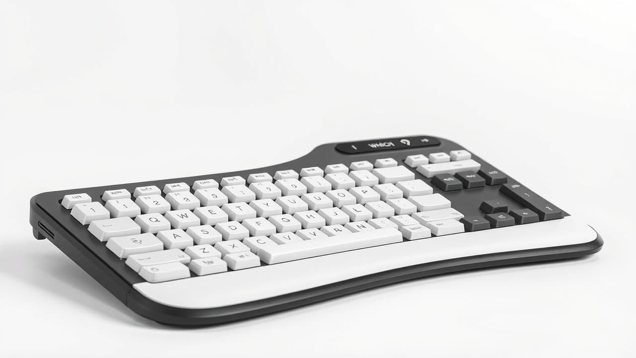 Stylish ergonomic keyboard with RGB lighting on a modern desk setup