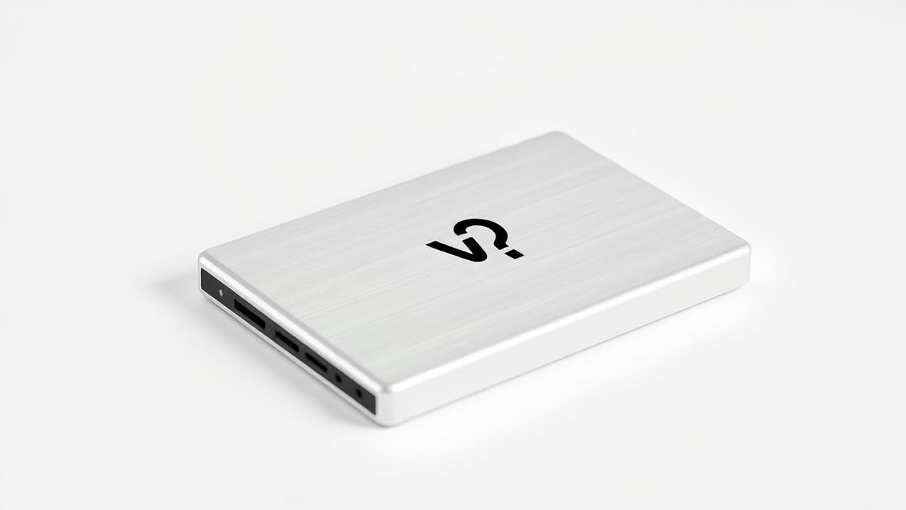 A sleek, modern external SSD with subtle RGB lighting