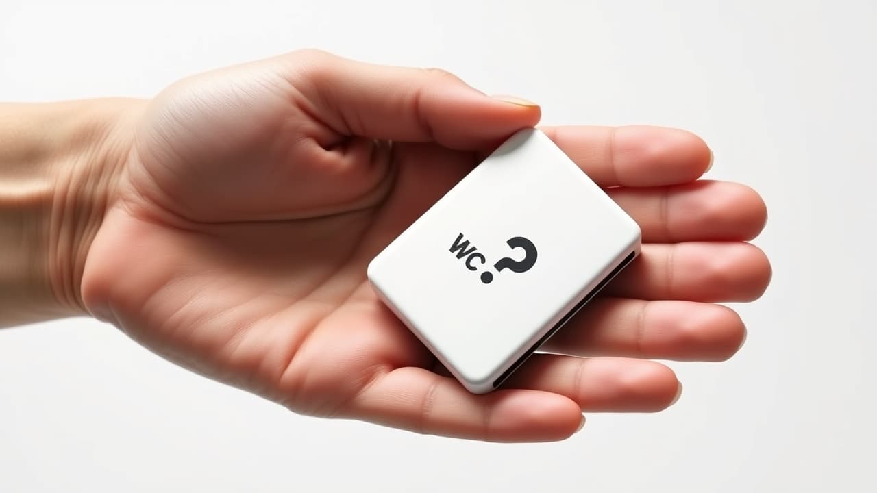A very compact external SSD next to a credit card for size comparison