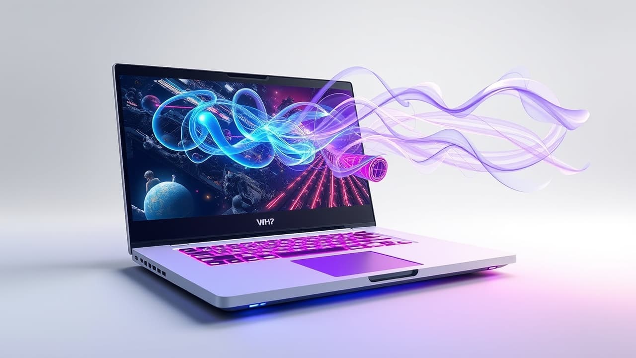 A powerful gaming laptop GPU rendering complex 3D graphics