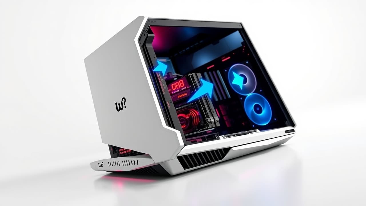 An open gaming laptop showing accessible RAM and SSD slots