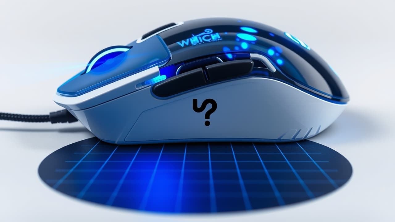 Close-up of an optical gaming mouse sensor emitting red light on a mousepad