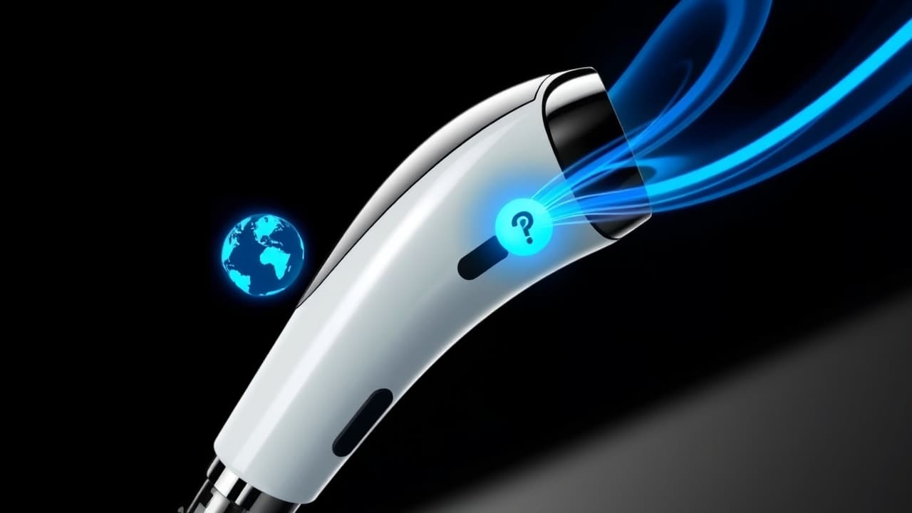 A compact, dual voltage hair dryer brush with a detachable head and travel case, ideal for international travel.