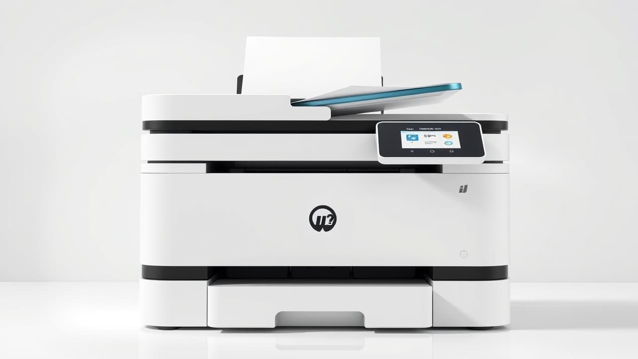 An all-in-one printer showing print, scan, and copy functions