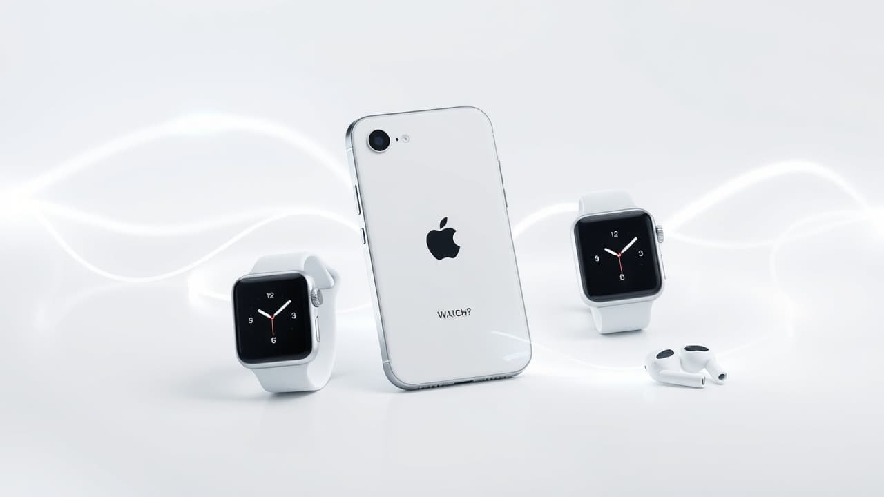 Devices like a smartphone, tablet, and smartwatch seamlessly connected by lines, representing ecosystem integration