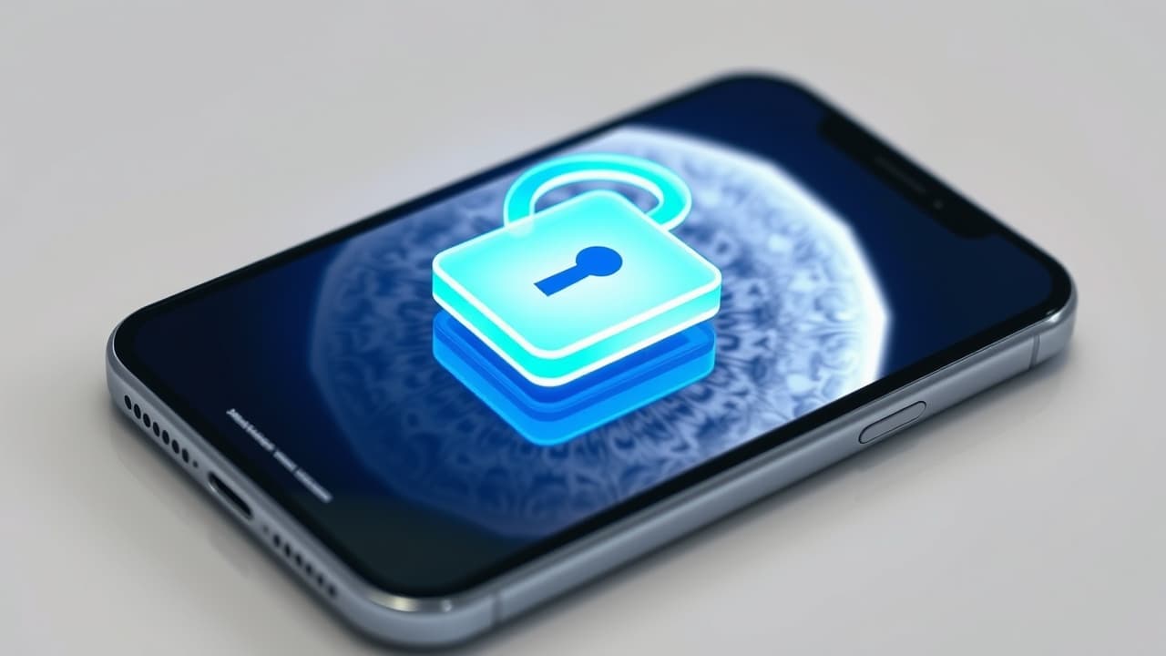 Smartphone screen showing privacy settings and a lock icon, representing data security
