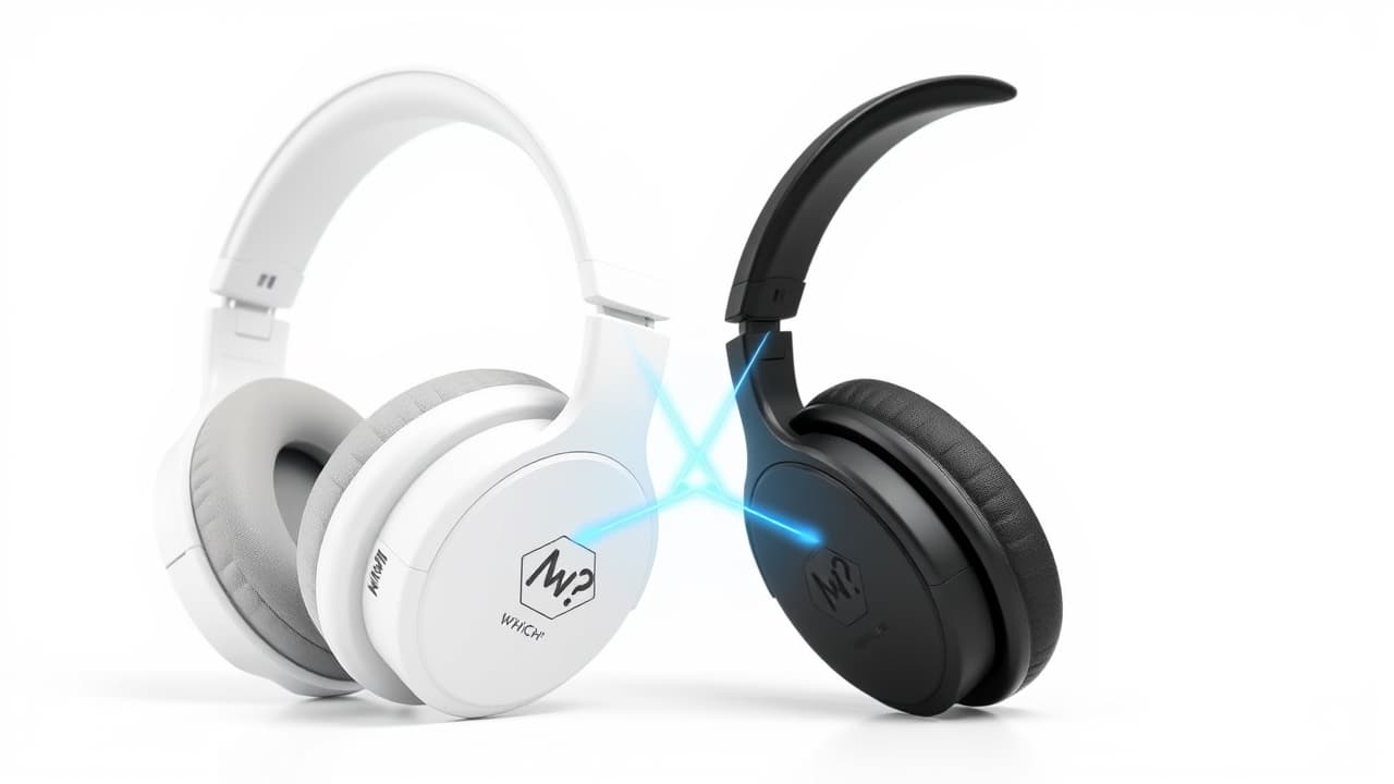 Wireless headphones connected to a tablet and wired headphones connected to a phone