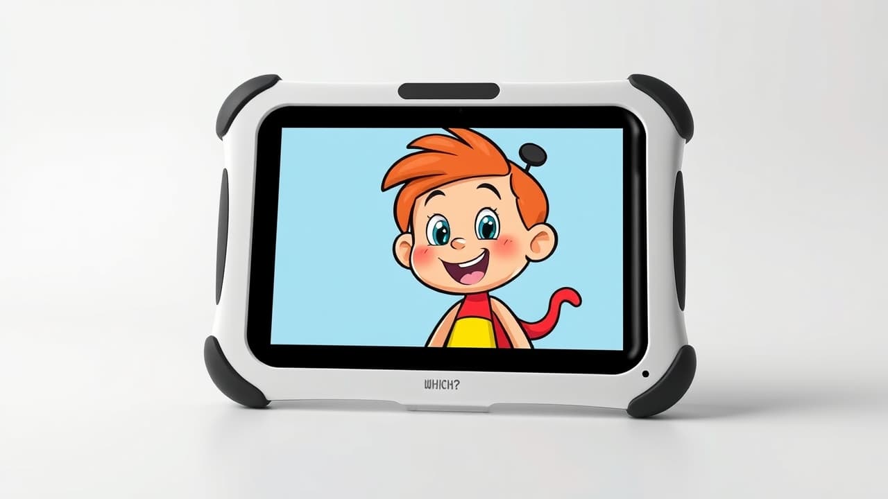 A close-up of a tablet screen displaying vibrant, high-resolution graphics, with different screen sizes visible in the background