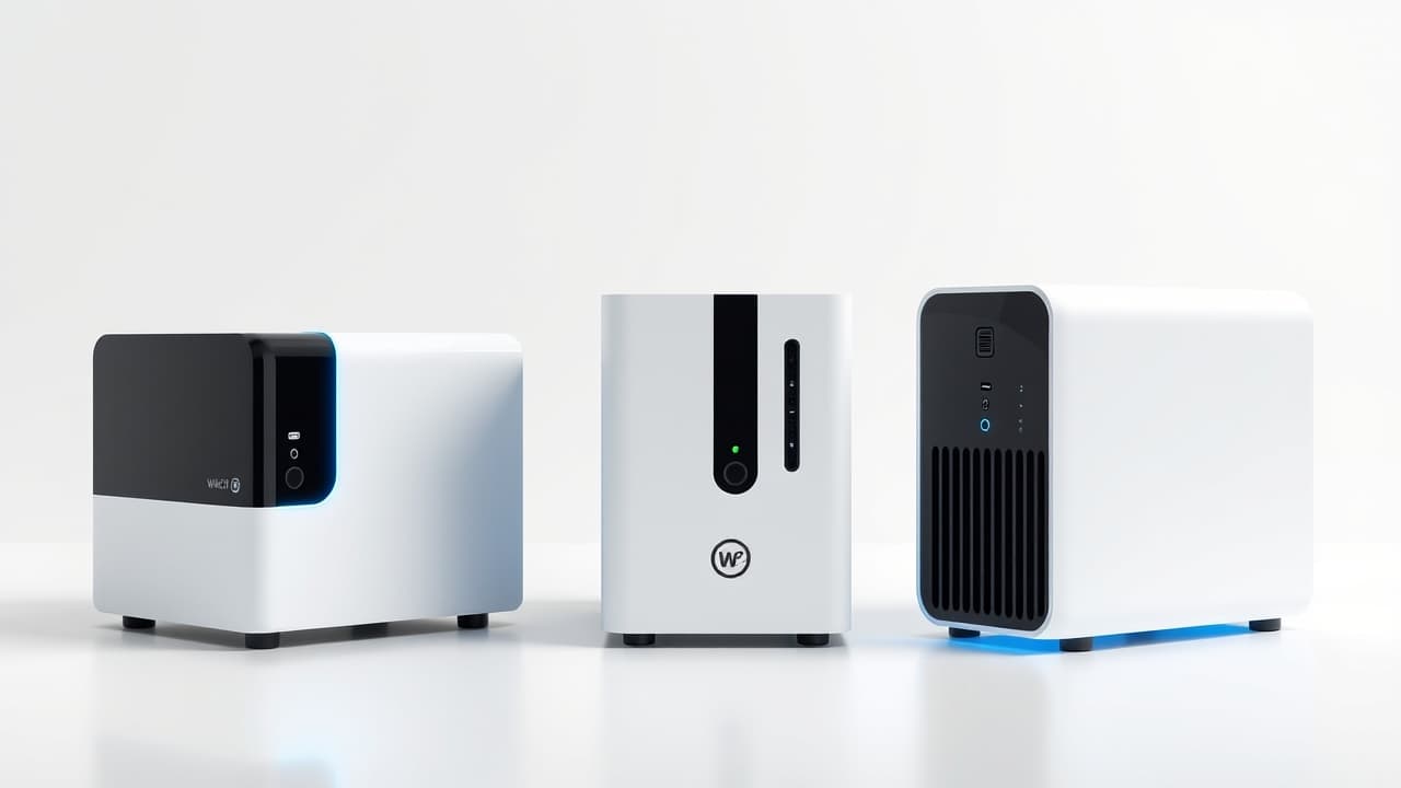 Visual comparison of various mini desktop PC sizes and their placement in small spaces