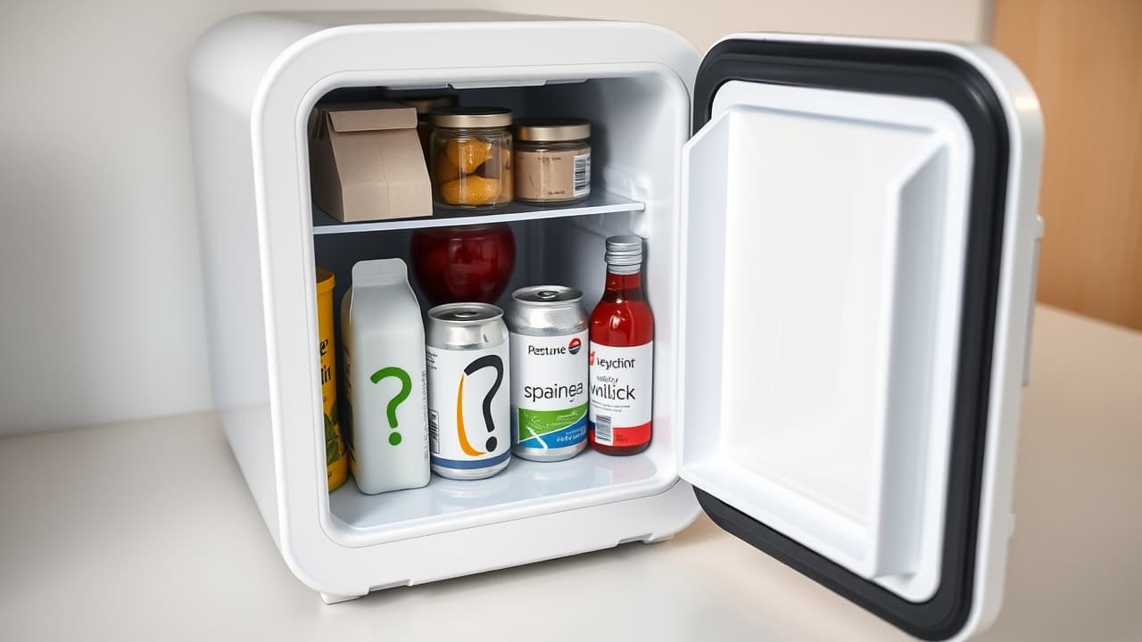 Various mini fridges demonstrating different sizes and capacities, from small desktop units to larger compact models