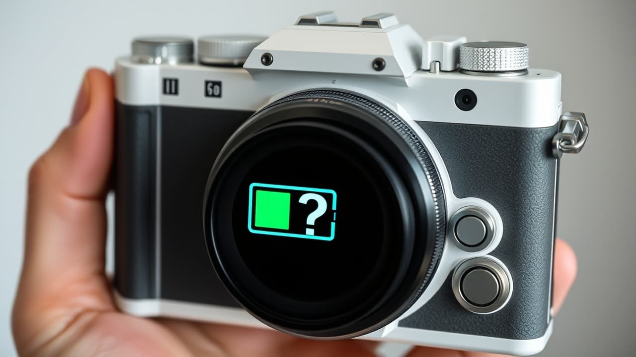 Camera battery with a long-lasting indicator, representing extended battery life for mirrorless cameras