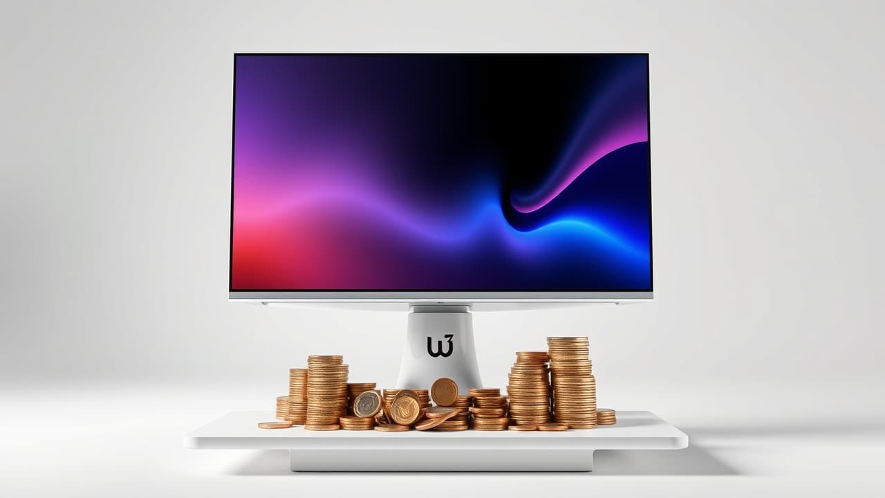 A graphic showing a price tag next to an OLED TV, with an upward trend line indicating increasing affordability over time for OLED TV technology.