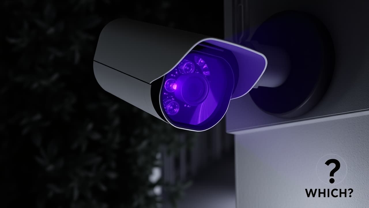 Comparison of black-and-white infrared night vision versus full-color night vision footage from an outdoor camera