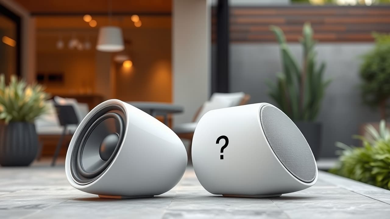 Rock-shaped outdoor speaker blending into garden landscaping