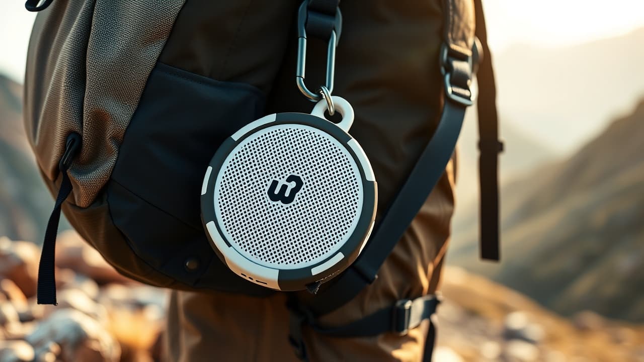 Lightweight portable outdoor speaker with a handle being carried