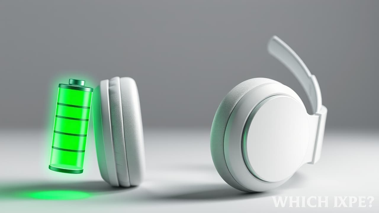 Battery icon with a long duration, representing extended battery life for wireless over-ear headphones