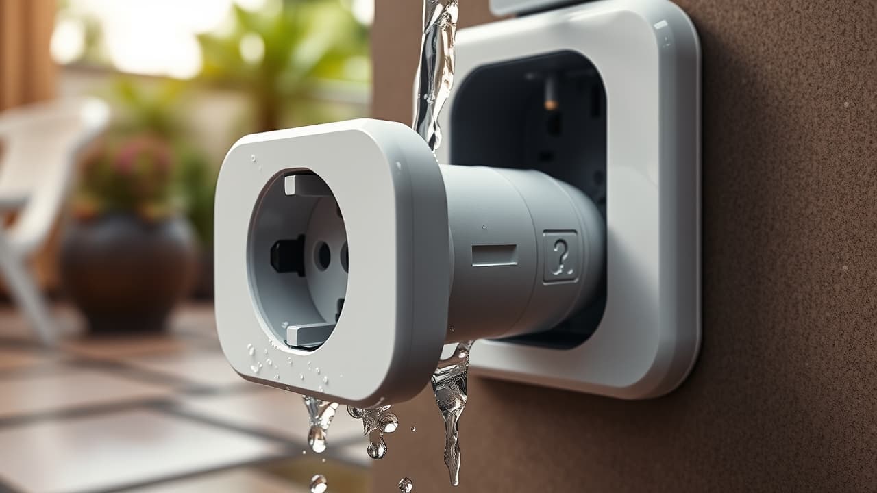 Rugged outdoor smart plug with weatherproofing, designed for garden lights or holiday decorations