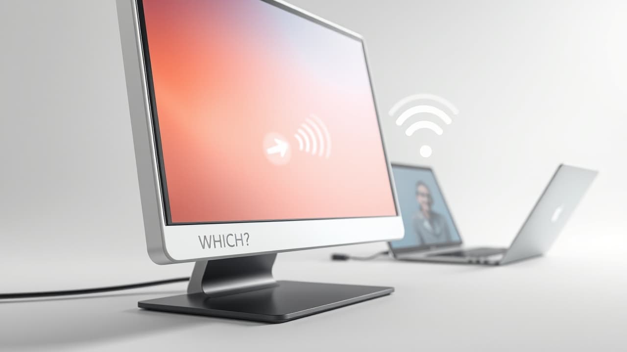 Close-up of a portable monitor's ports, showing USB-C and HDMI connections, with cables illustrating single-cable solutions.