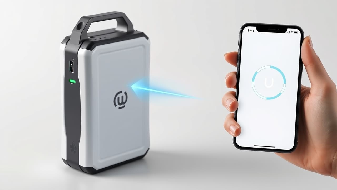 Smartphone screen showing a mobile app controlling a power station