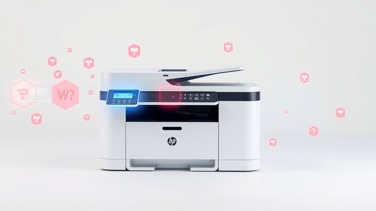 Digital lock icon over a printer, symbolizing secure printing