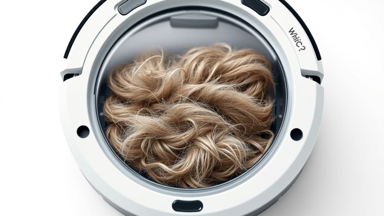 A robot vacuum with specialized rubber brushes effectively picking up pet hair from a floor