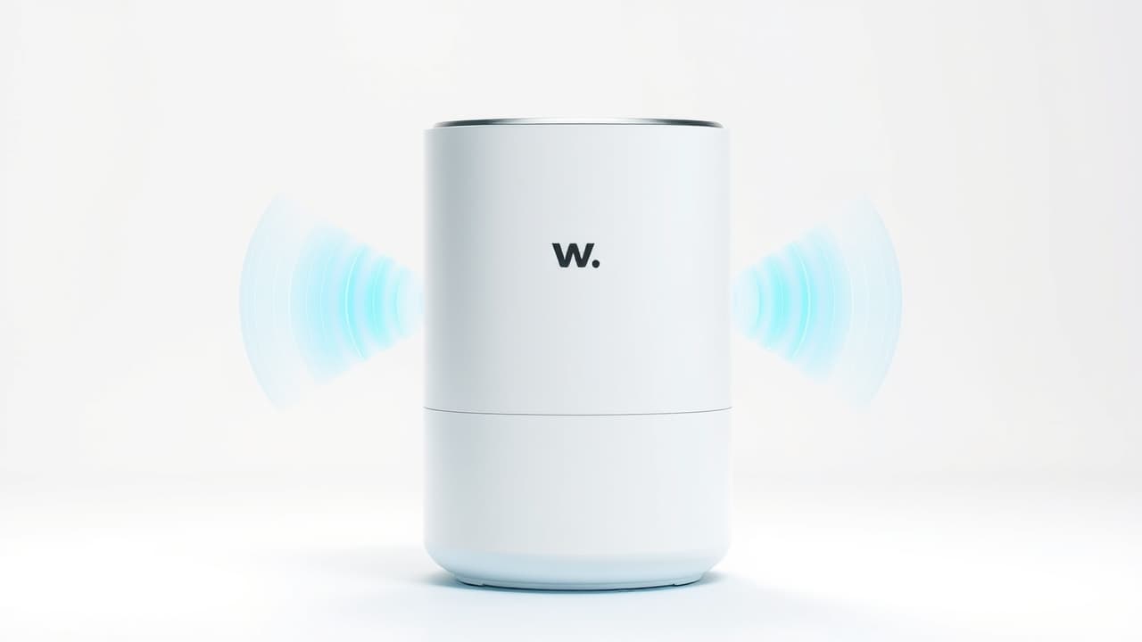 Decibel meter next to a quiet air purifier in a bedroom setting