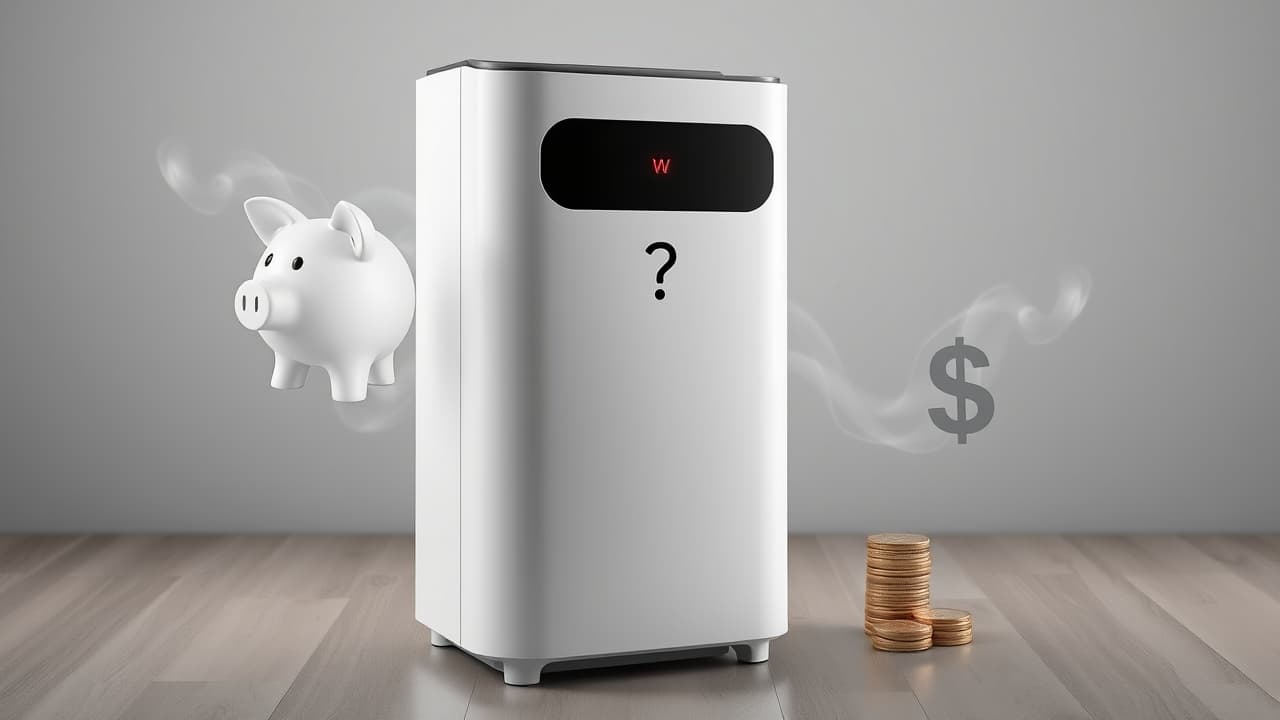 Graph showing initial air purifier cost versus long-term filter and energy costs