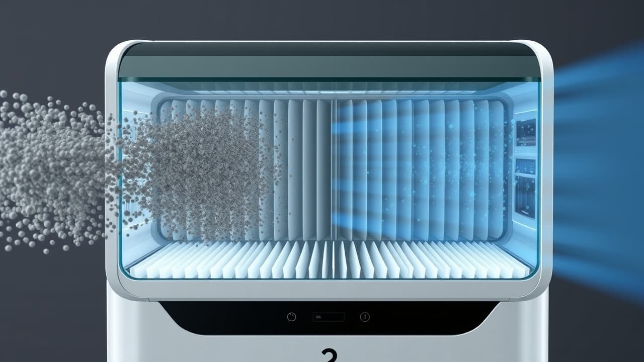 Close-up of a True HEPA filter capturing microscopic particles