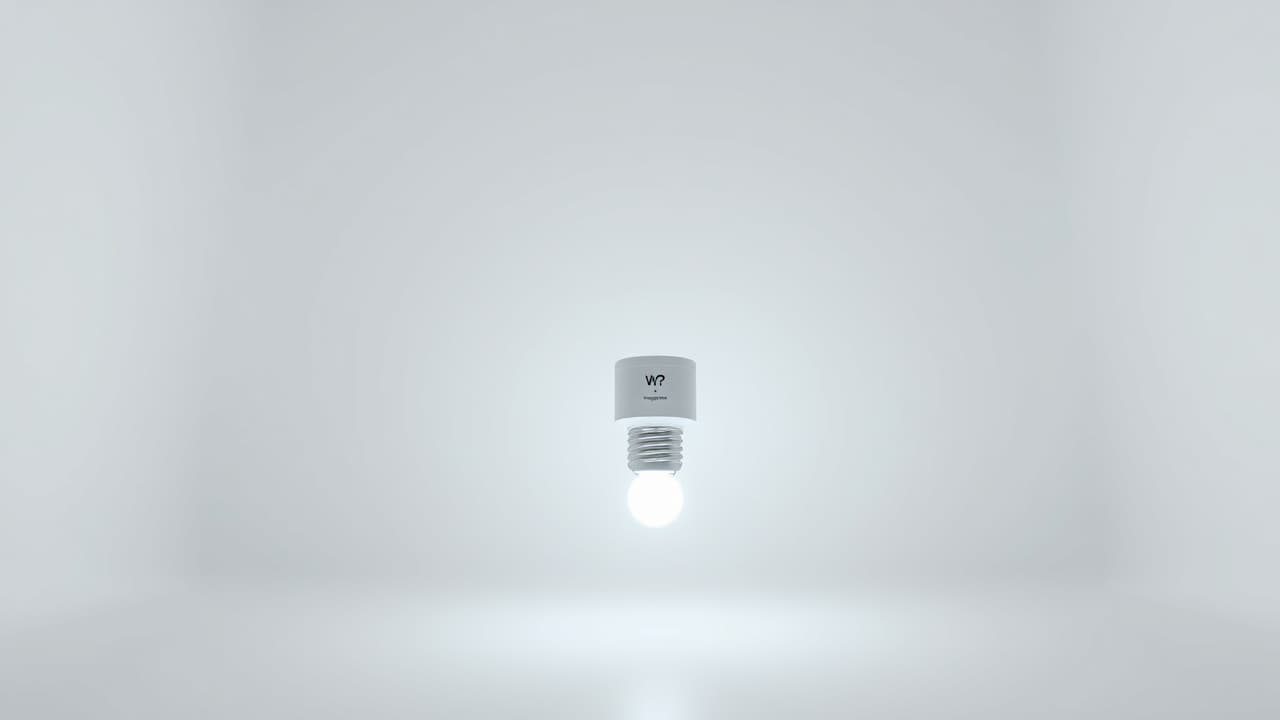 A bright smart LED bulb illuminating a room, with a focus on consistent light distribution