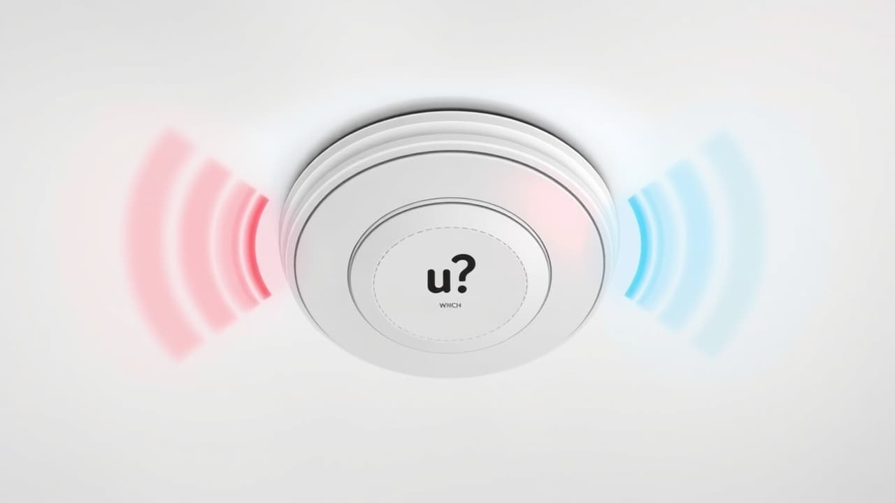 Smartphone displaying a push notification from a smart smoke alarm app, alongside an alarm siren and a voice bubble