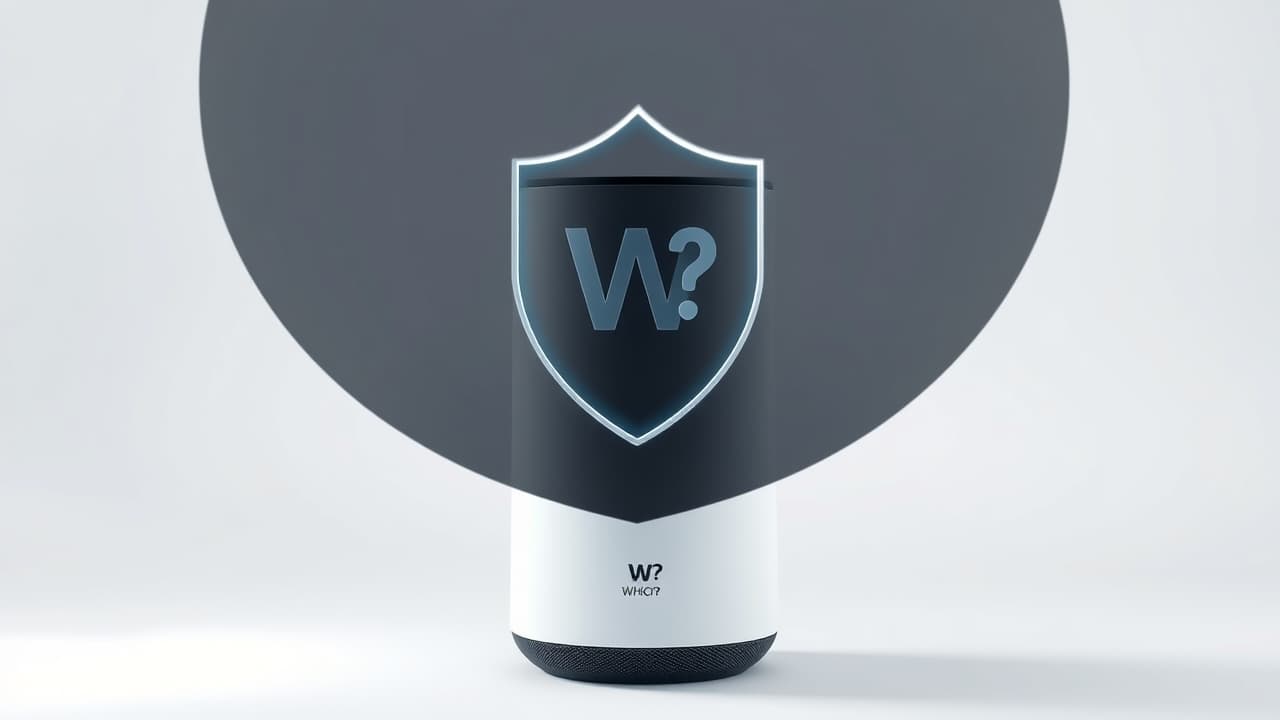 Smart speaker with a visible microphone mute button, emphasizing privacy controls