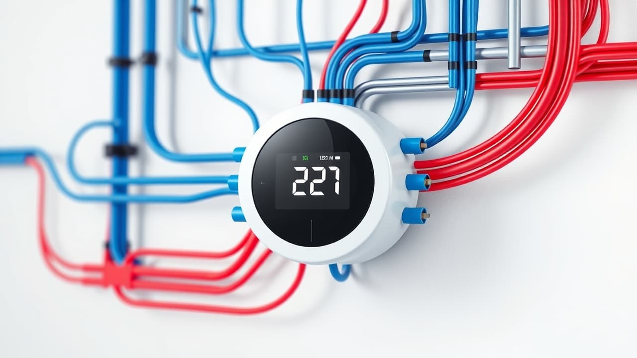 Diagram showing various HVAC system types connected to a smart thermostat