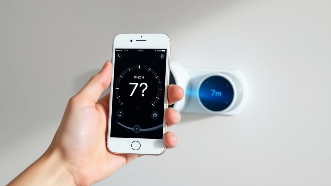 Person using a smartphone app to control a smart thermostat remotely