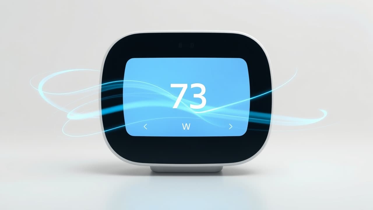 Smart thermostat display showing a learned schedule based on user habits