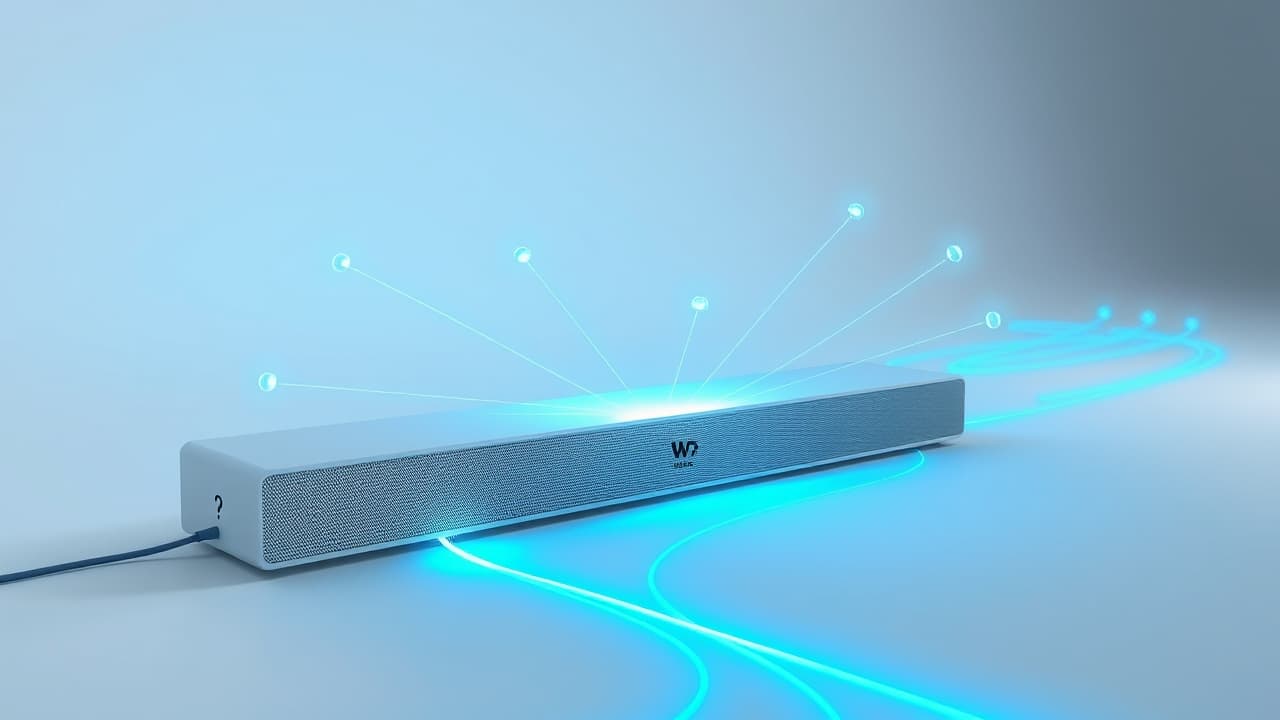 Various connection ports on the back of a soundbar, including HDMI, optical, and wireless symbols