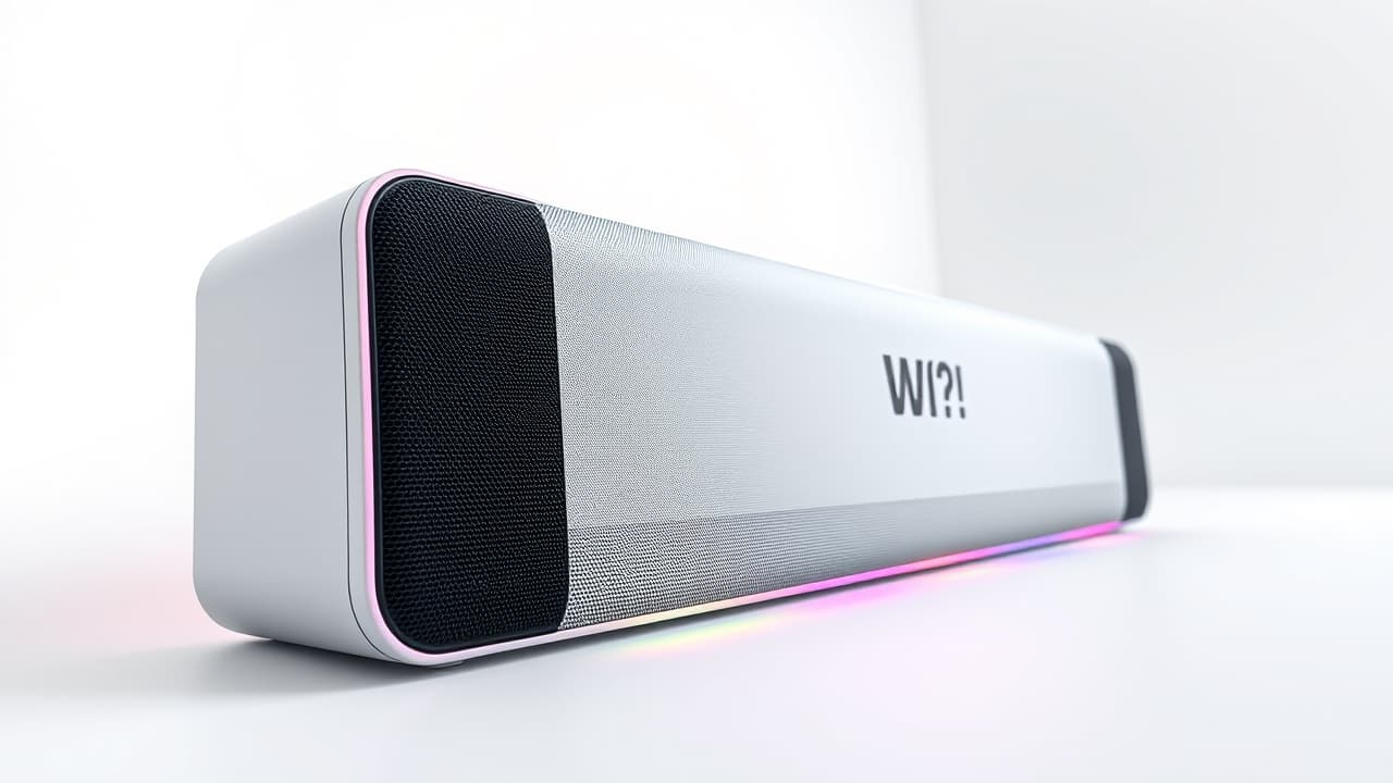 A gaming console connected to a soundbar with a glowing 'Game Mode' indicator, illustrating gaming optimization