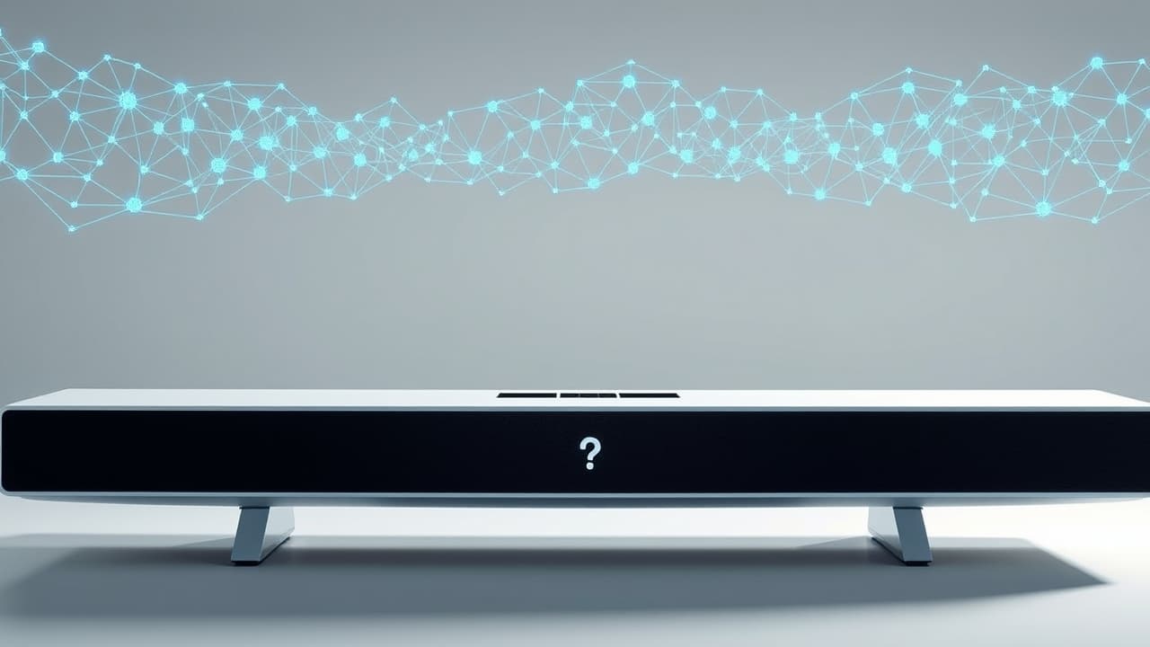 A soundbar emitting rich, clear audio waves, symbolizing high sound quality